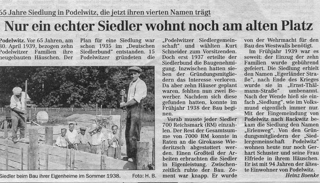65 Jahre Siedlung in Podelwitz